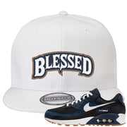 Midnight Navy 90s Snapback Hat | Blessed Arch, White