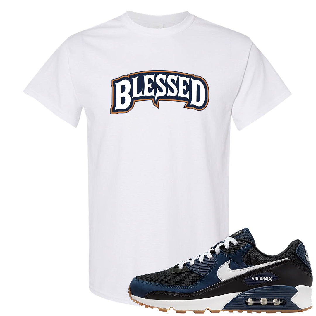 Midnight Navy 90s T Shirt | Blessed Arch, White
