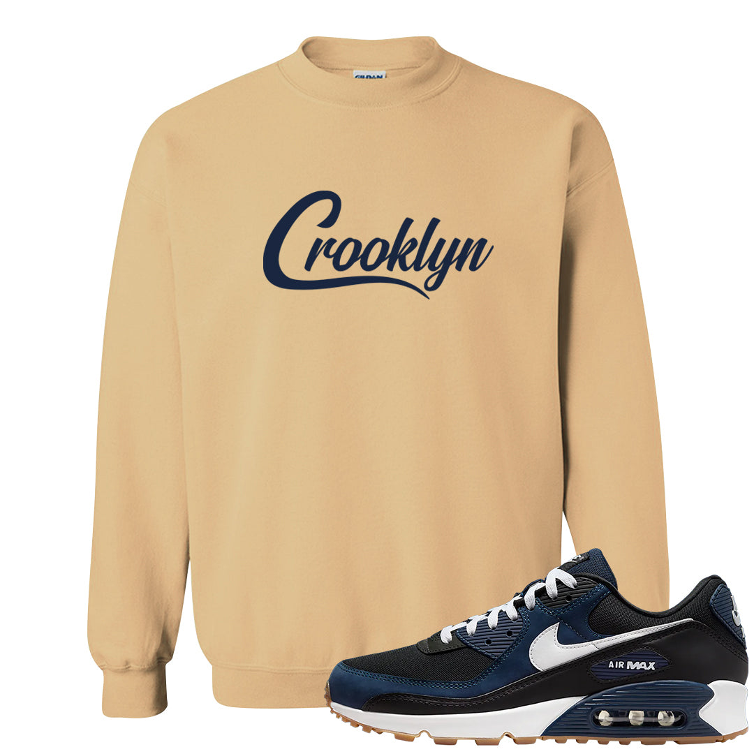 Midnight Navy 90s Crewneck Sweatshirt | Crooklyn, Old Gold