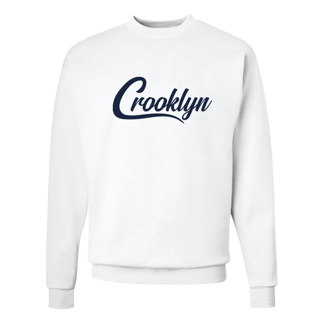 Midnight Navy 90s Crewneck Sweatshirt | Crooklyn, White