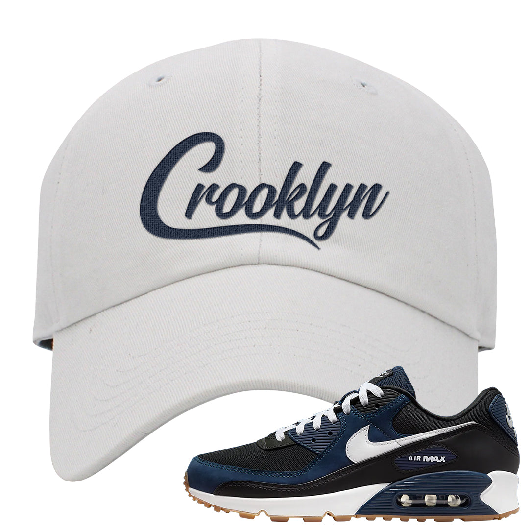 Midnight Navy 90s Dad Hat | Crooklyn, White