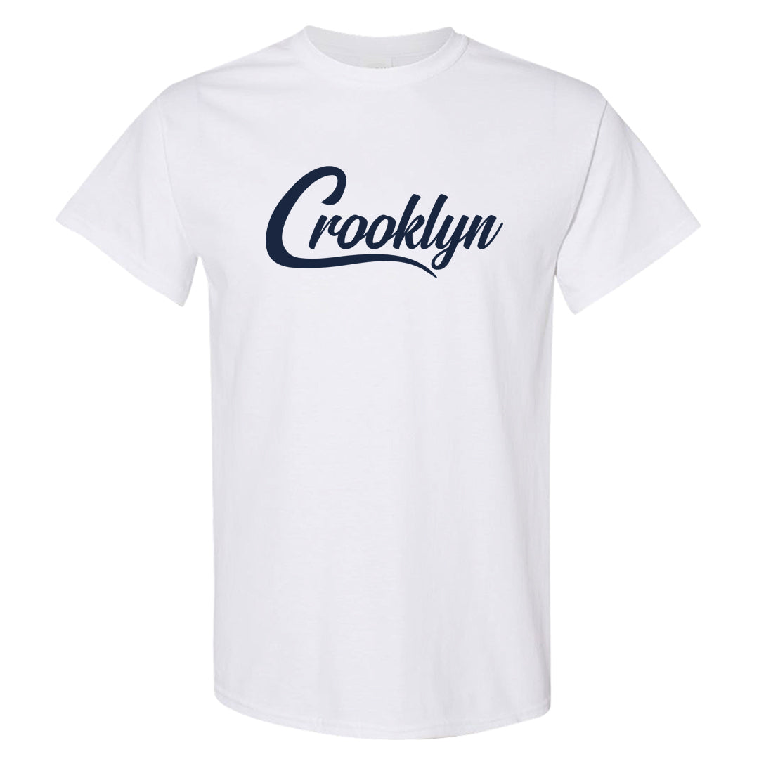 Midnight Navy 90s T Shirt | Crooklyn, White