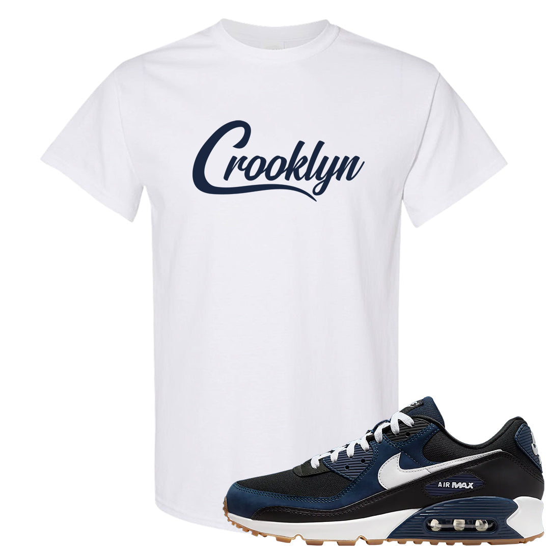 Midnight Navy 90s T Shirt | Crooklyn, White