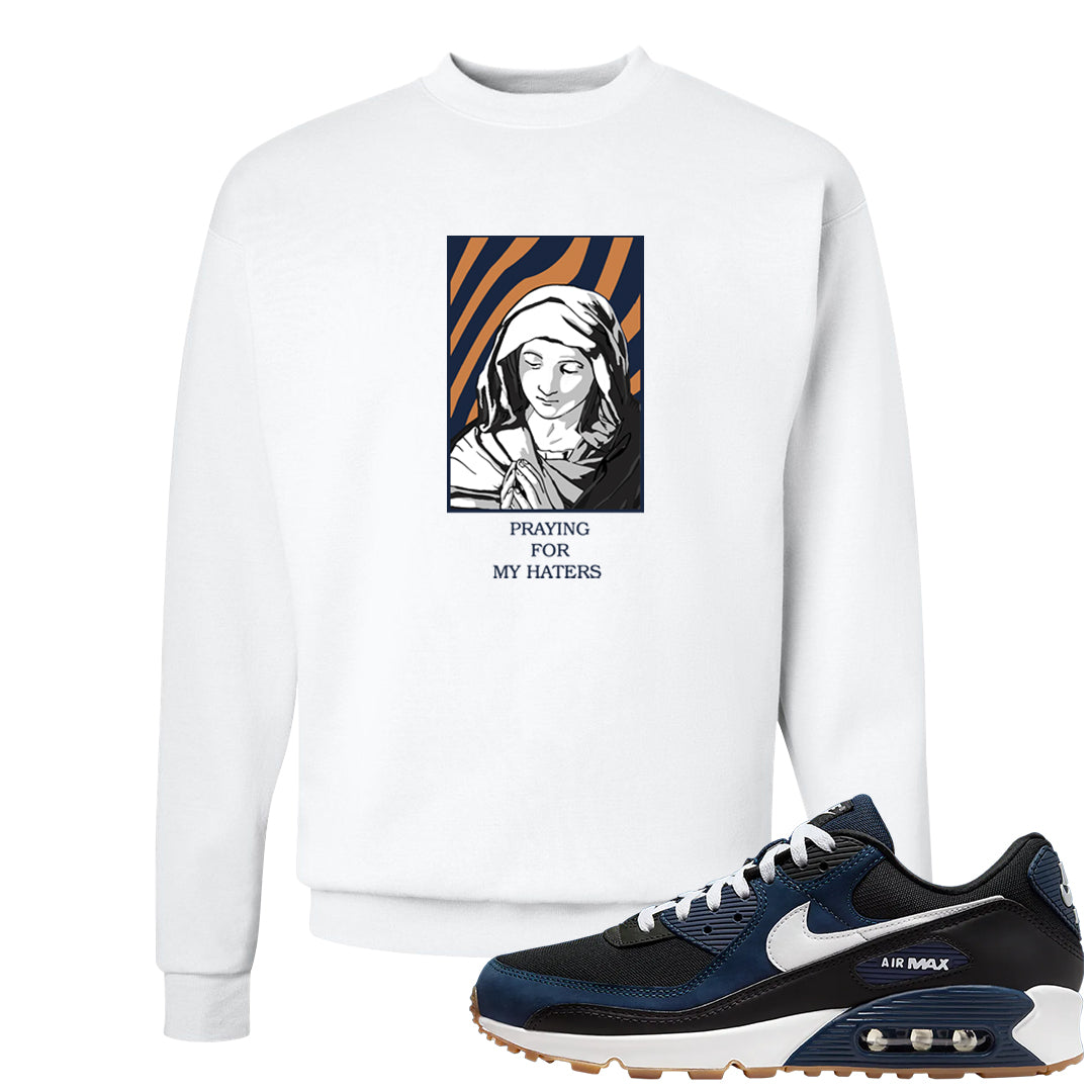 Midnight Navy 90s Crewneck Sweatshirt | God Told Me, White