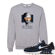 Midnight Navy 90s Crewneck Sweatshirt | Intense Feelings, Ash