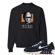 Midnight Navy 90s Crewneck Sweatshirt | Intense Feelings, Black