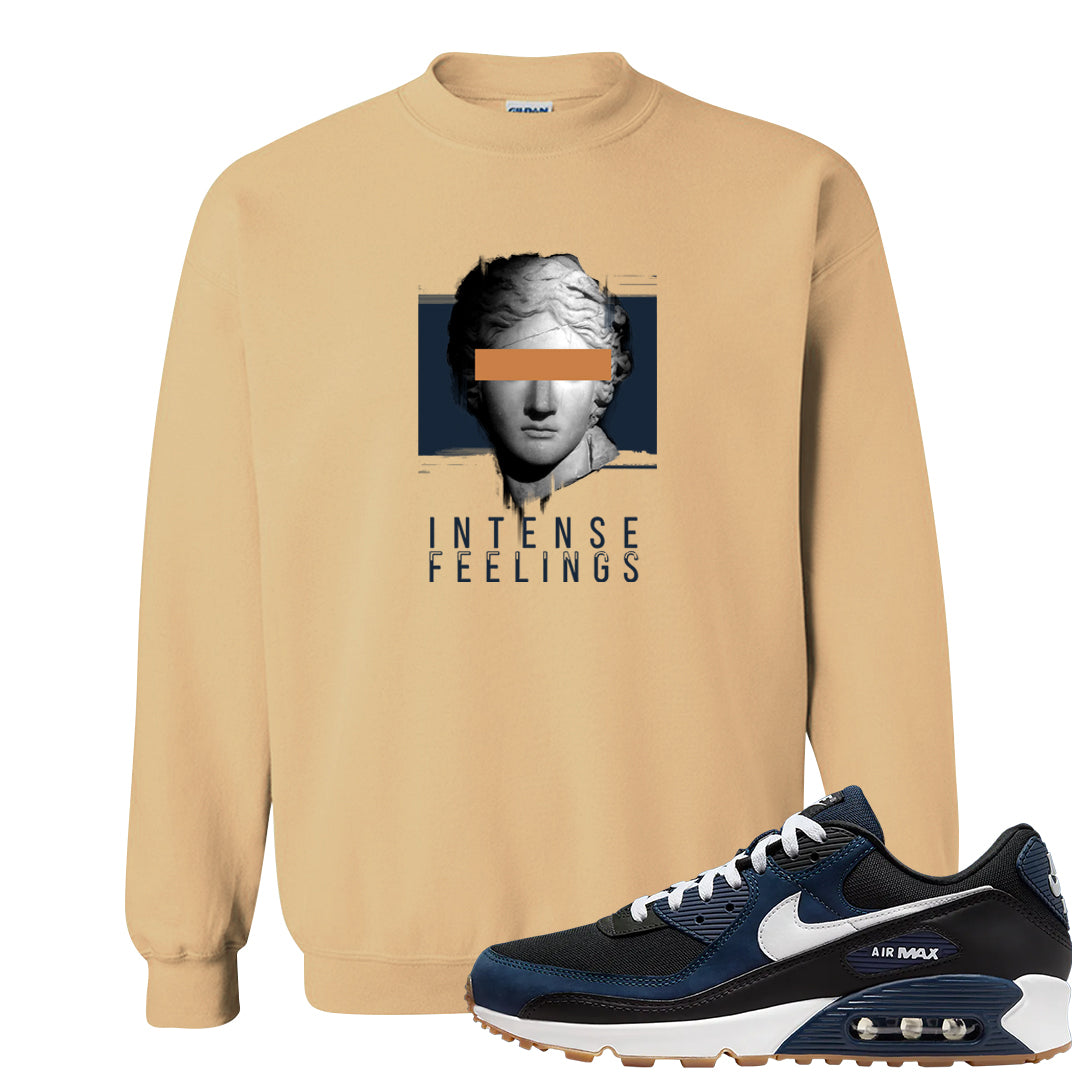 Midnight Navy 90s Crewneck Sweatshirt | Intense Feelings, Old Gold