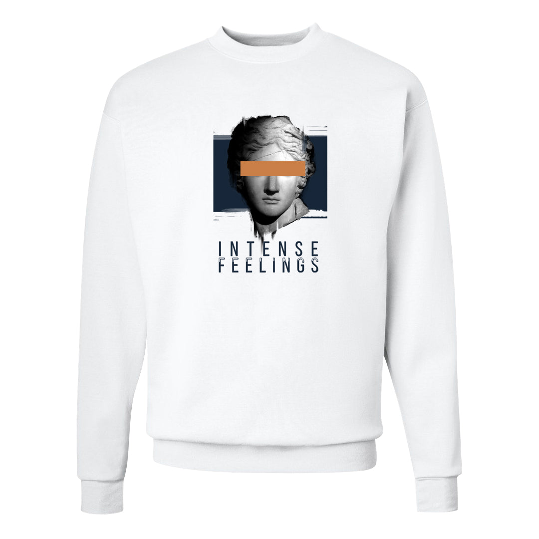Midnight Navy 90s Crewneck Sweatshirt | Intense Feelings, White