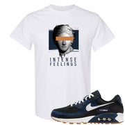 Midnight Navy 90s T Shirt | Intense Feelings, White