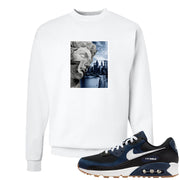 Midnight Navy 90s Crewneck Sweatshirt | Miguel, White