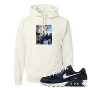 Midnight Navy 90s Hoodie | Miguel, White