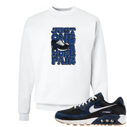 Midnight Navy 90s Crewneck Sweatshirt | One More Pair Max, White