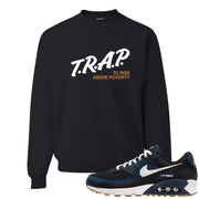 Midnight Navy 90s Crewneck Sweatshirt | Trap To Rise Above Poverty, Black