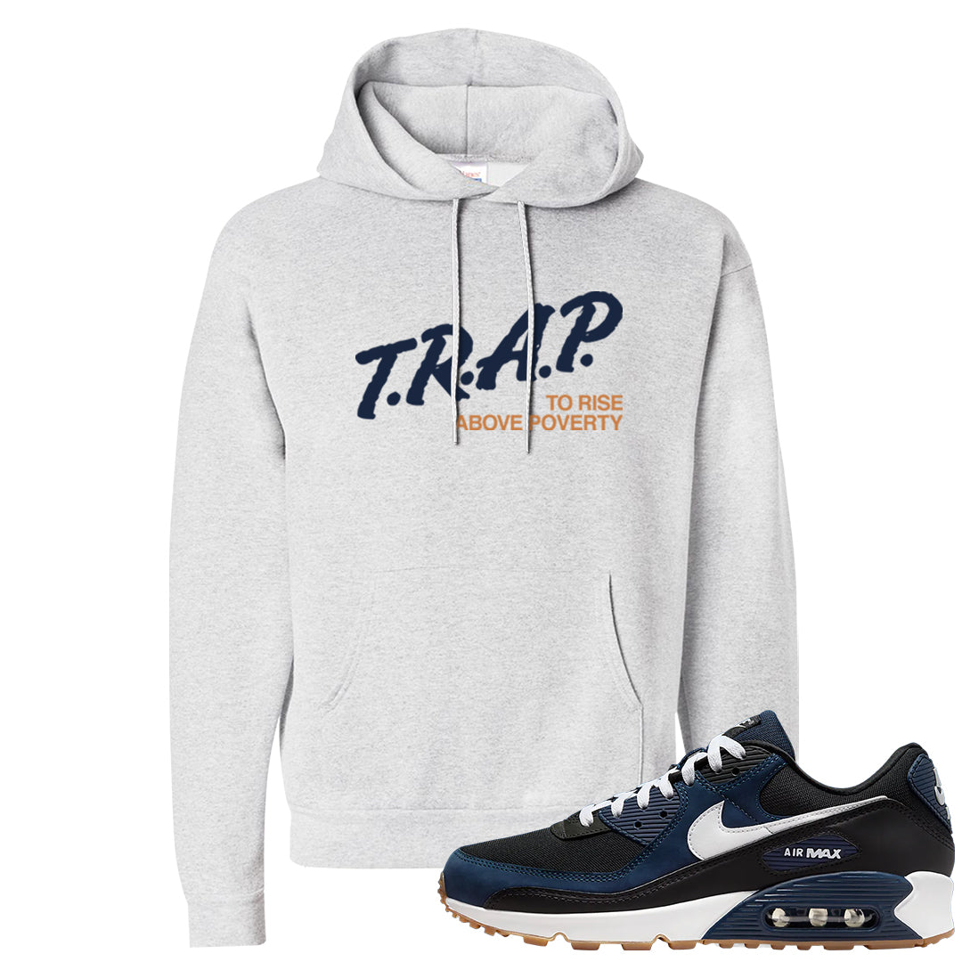 Midnight Navy 90s Hoodie | Trap To Rise Above Poverty, Ash