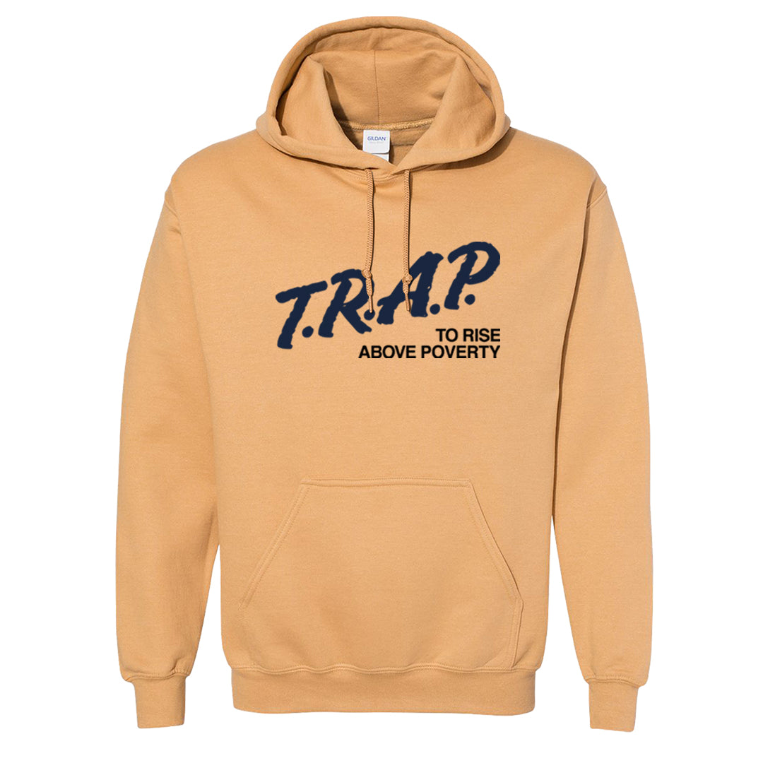 Midnight Navy 90s Hoodie | Trap To Rise Above Poverty, Old Gold