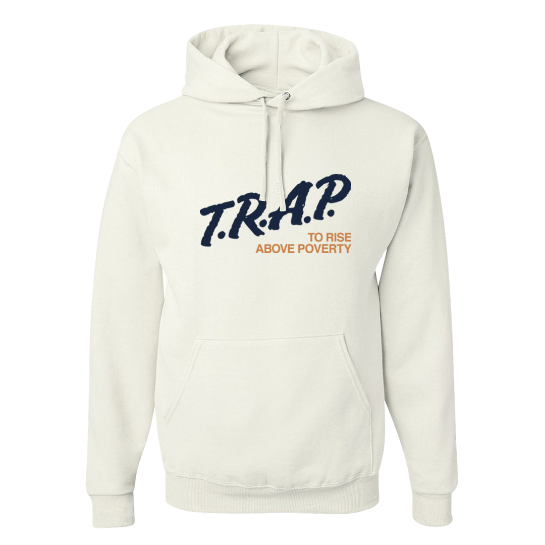 Midnight Navy 90s Hoodie | Trap To Rise Above Poverty, White