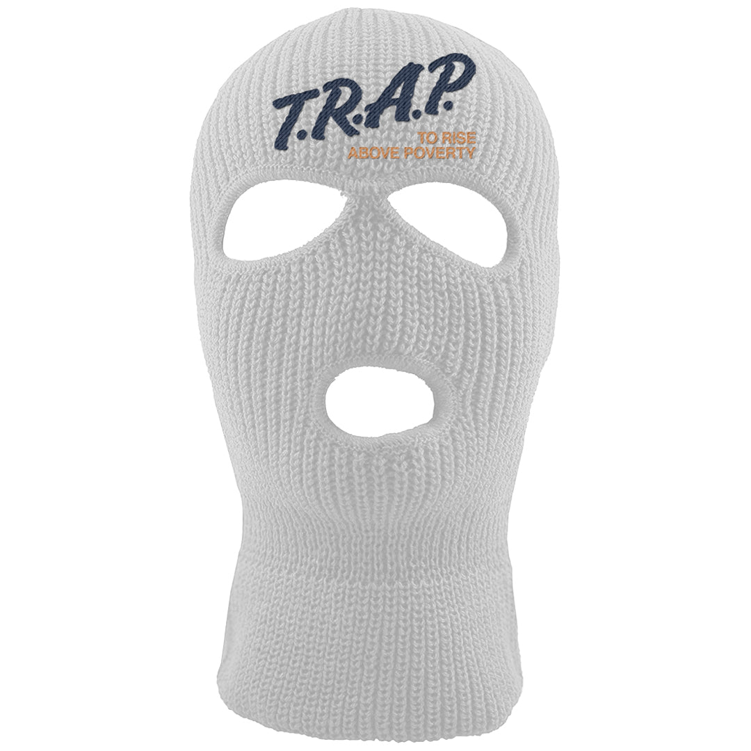 Midnight Navy 90s Ski Mask | Trap To Rise Above Poverty, White