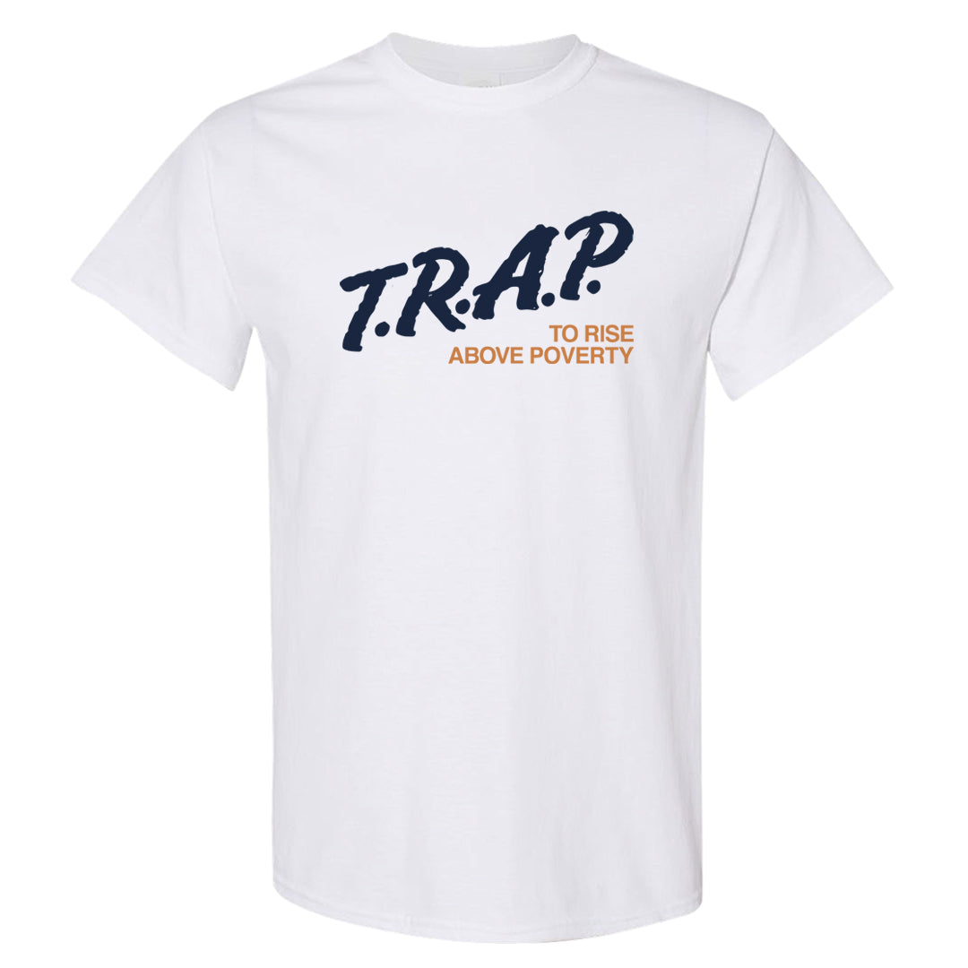Midnight Navy 90s T Shirt | Trap To Rise Above Poverty, White