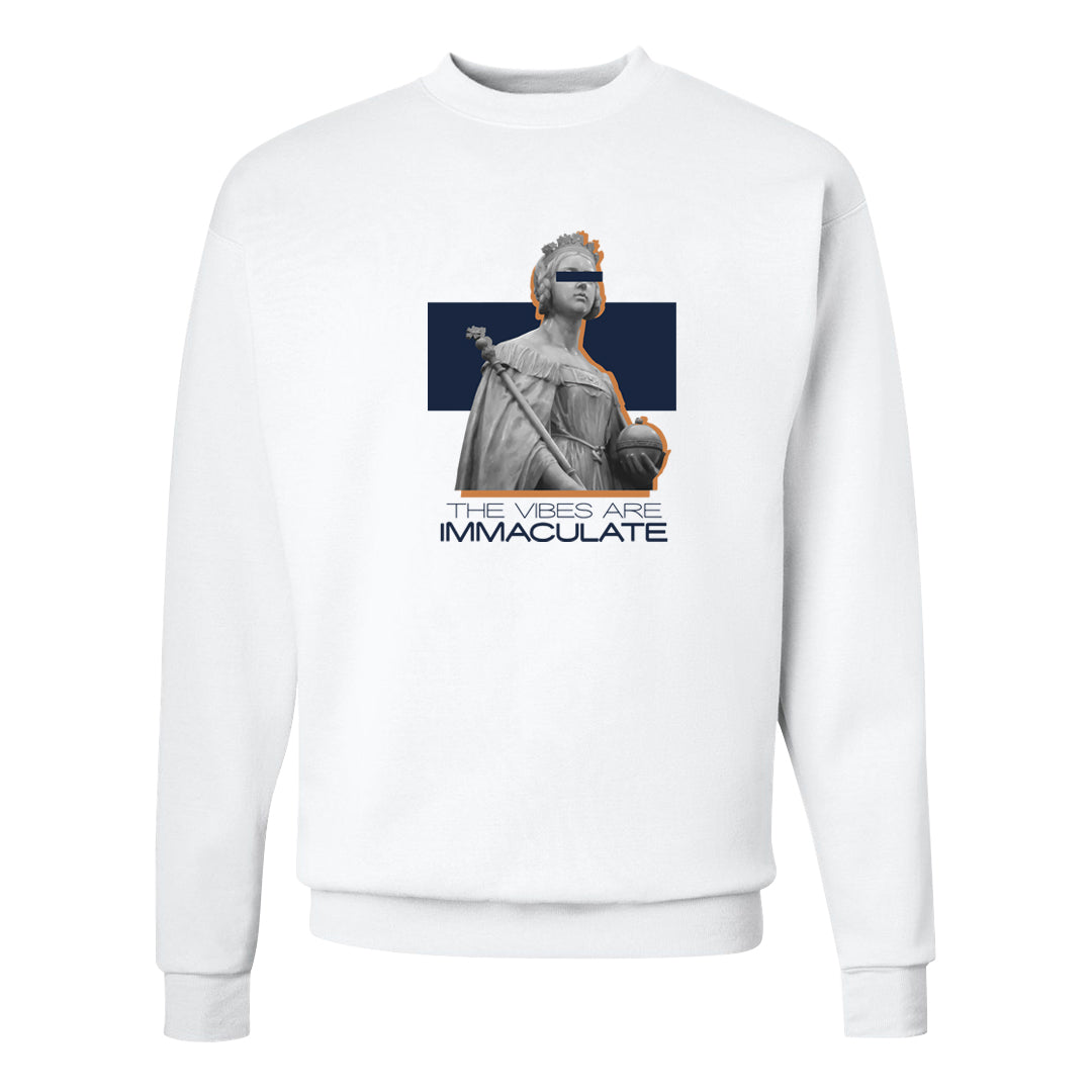 Midnight Navy 90s Crewneck Sweatshirt | The Vibes Are Immaculate, White