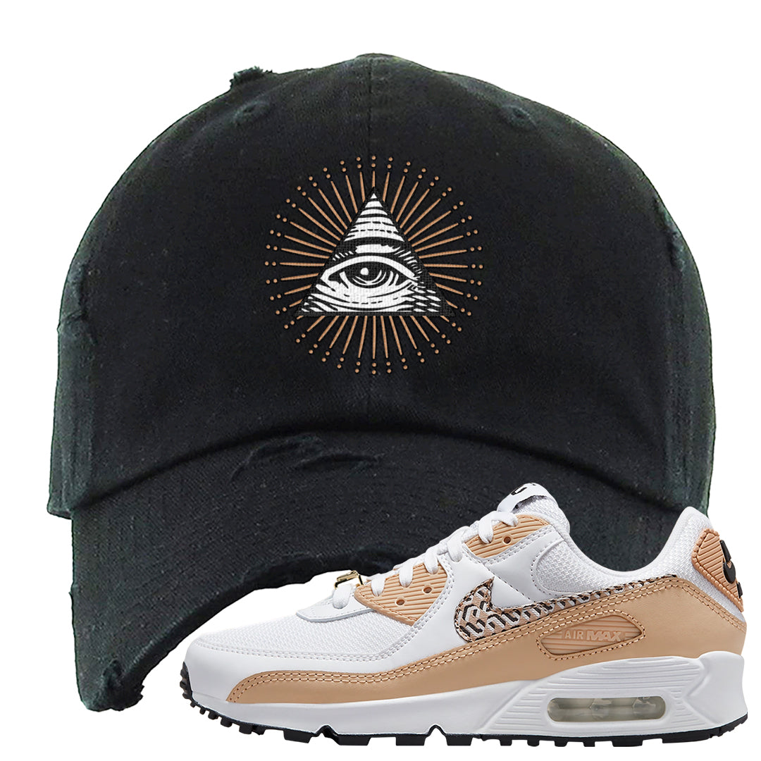 United In Victory 90s Distressed Dad Hat | All Seeing Eye, Black