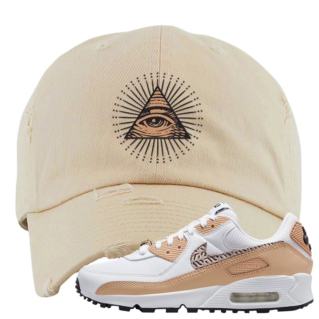 United In Victory 90s Distressed Dad Hat | All Seeing Eye, Ivory