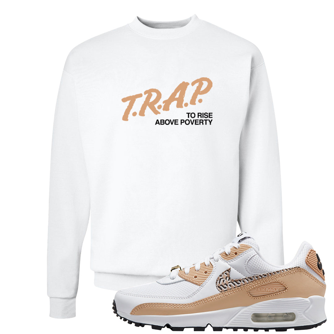 United In Victory 90s Crewneck Sweatshirt | Trap To Rise Above Poverty, White