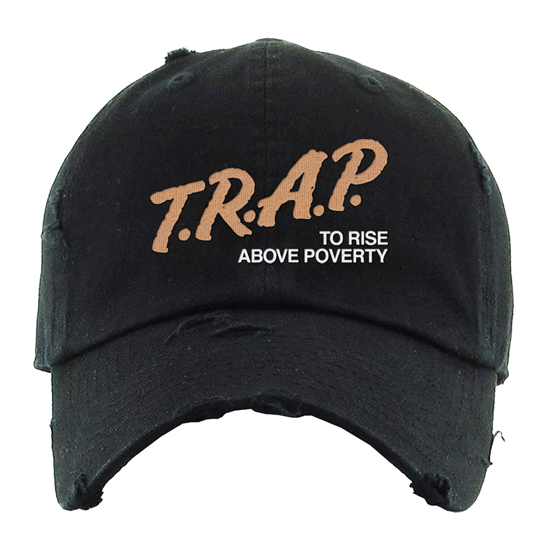 United In Victory 90s Distressed Dad Hat | Trap To Rise Above Poverty, Black