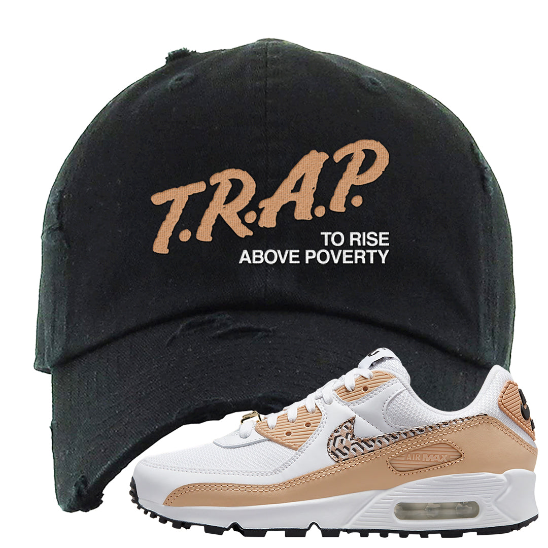 United In Victory 90s Distressed Dad Hat | Trap To Rise Above Poverty, Black