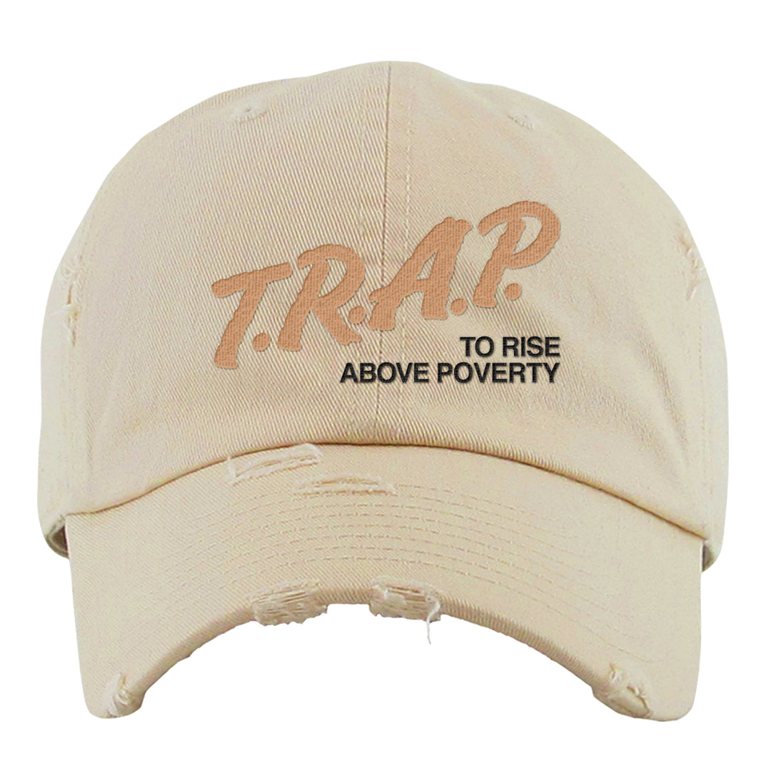 United In Victory 90s Distressed Dad Hat | Trap To Rise Above Poverty, Ivory