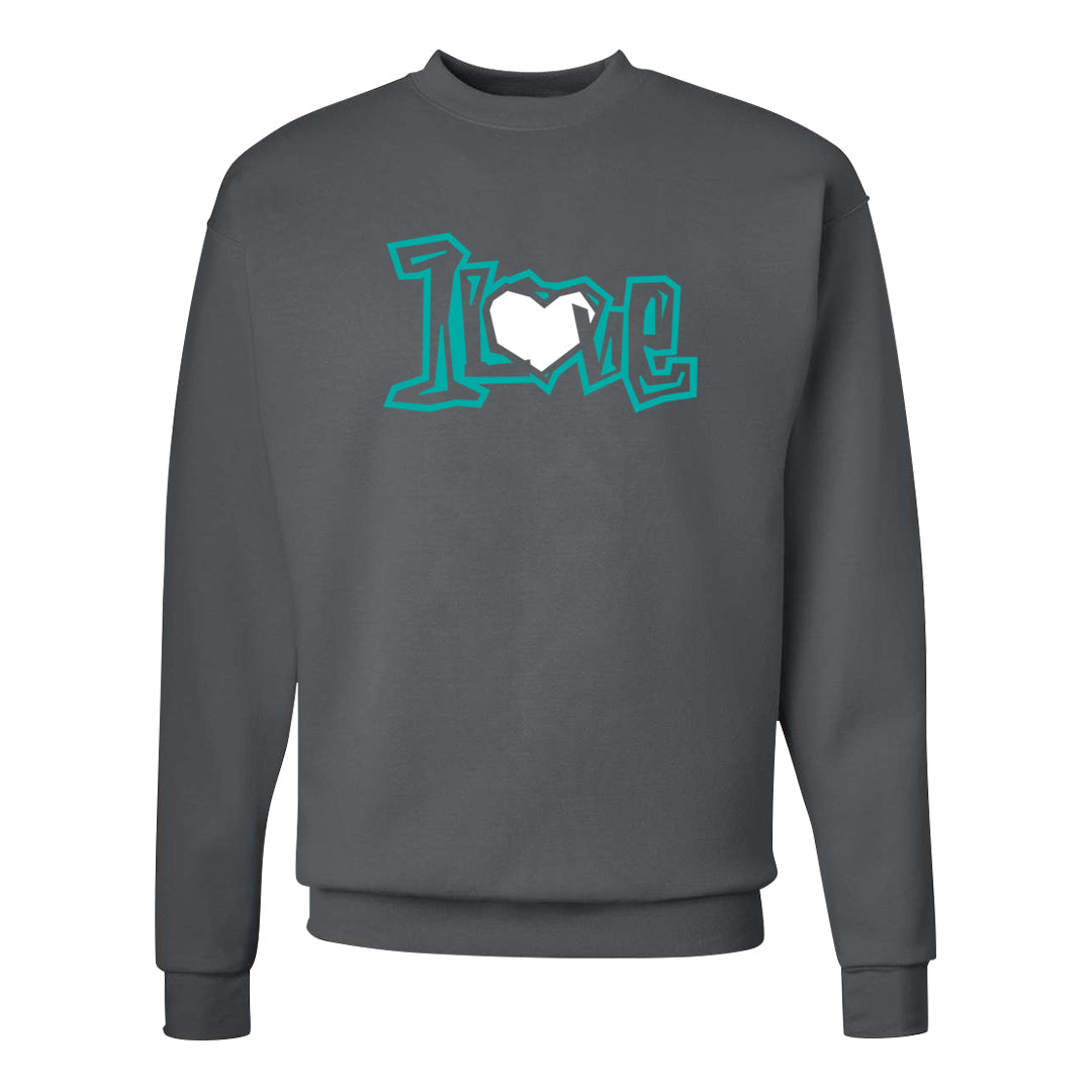 Stadium Green 95s Crewneck Sweatshirt | 1 Love, Smoke Grey