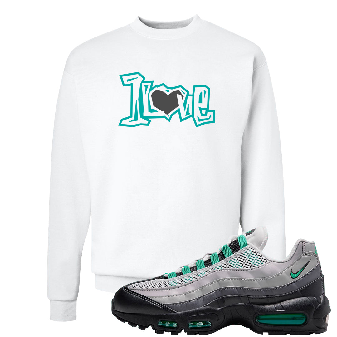 Stadium Green 95s Crewneck Sweatshirt | 1 Love, White