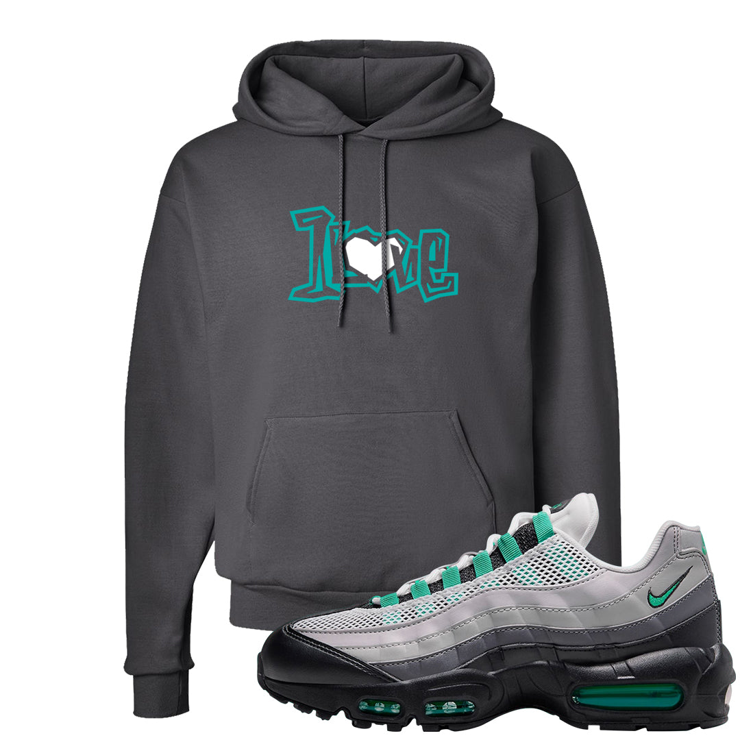 Stadium Green 95s Hoodie | 1 Love, Smoke Grey