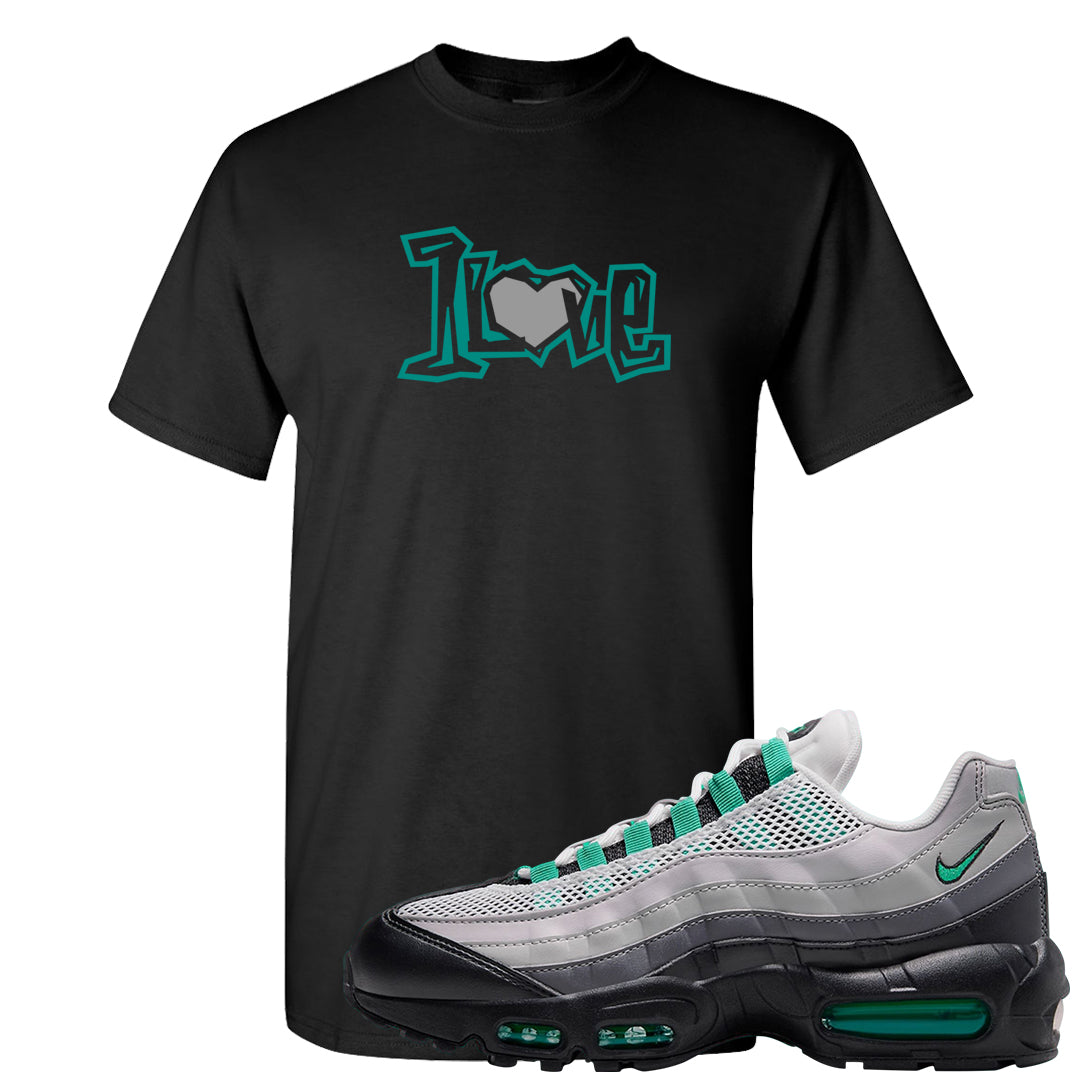 Stadium Green 95s T Shirt | 1 Love, Black