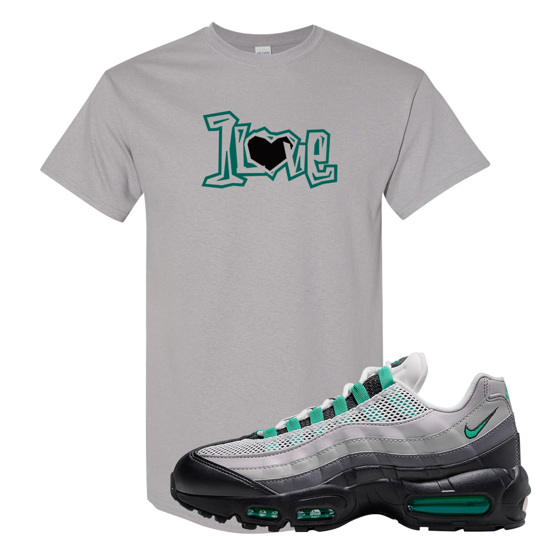 Stadium Green 95s T Shirt | 1 Love, Gravel
