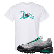 Stadium Green 95s T Shirt | 1 Love, White