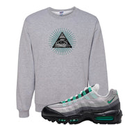 Stadium Green 95s Crewneck Sweatshirt | All Seeing Eye, Ash