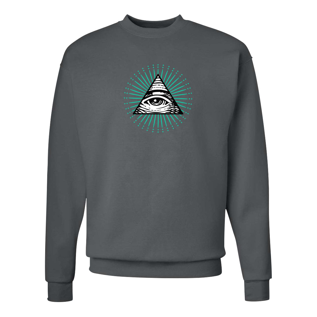 Stadium Green 95s Crewneck Sweatshirt | All Seeing Eye, Smoke Grey