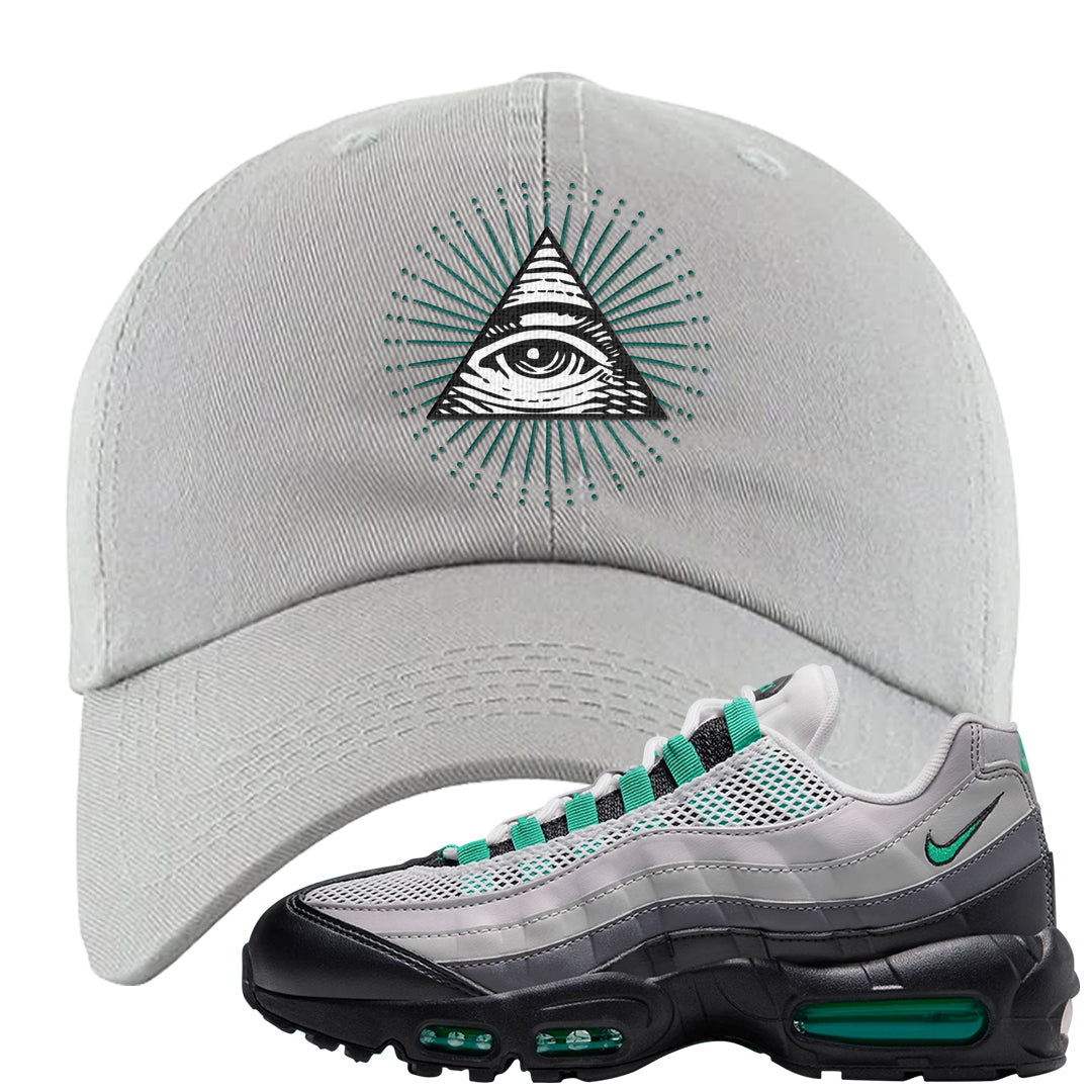 Stadium Green 95s Dad Hat | All Seeing Eye, Light Gray