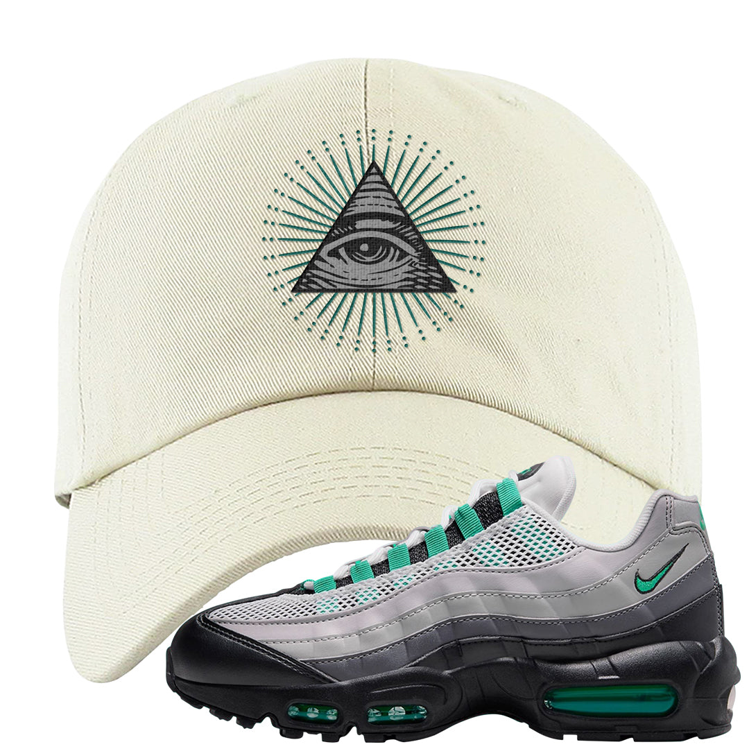 Stadium Green 95s Dad Hat | All Seeing Eye, White