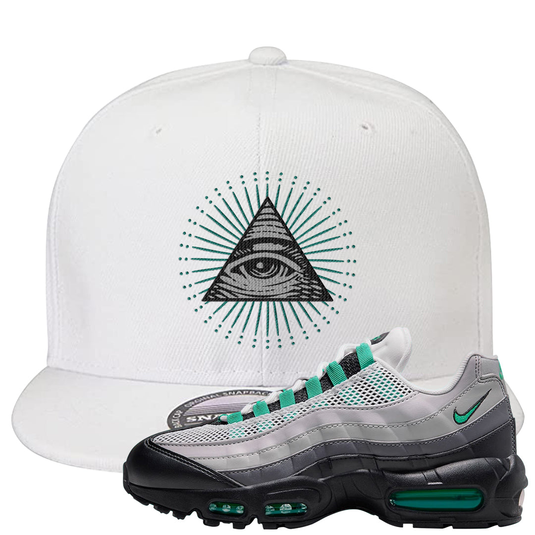 Stadium Green 95s Snapback Hat | All Seeing Eye, White