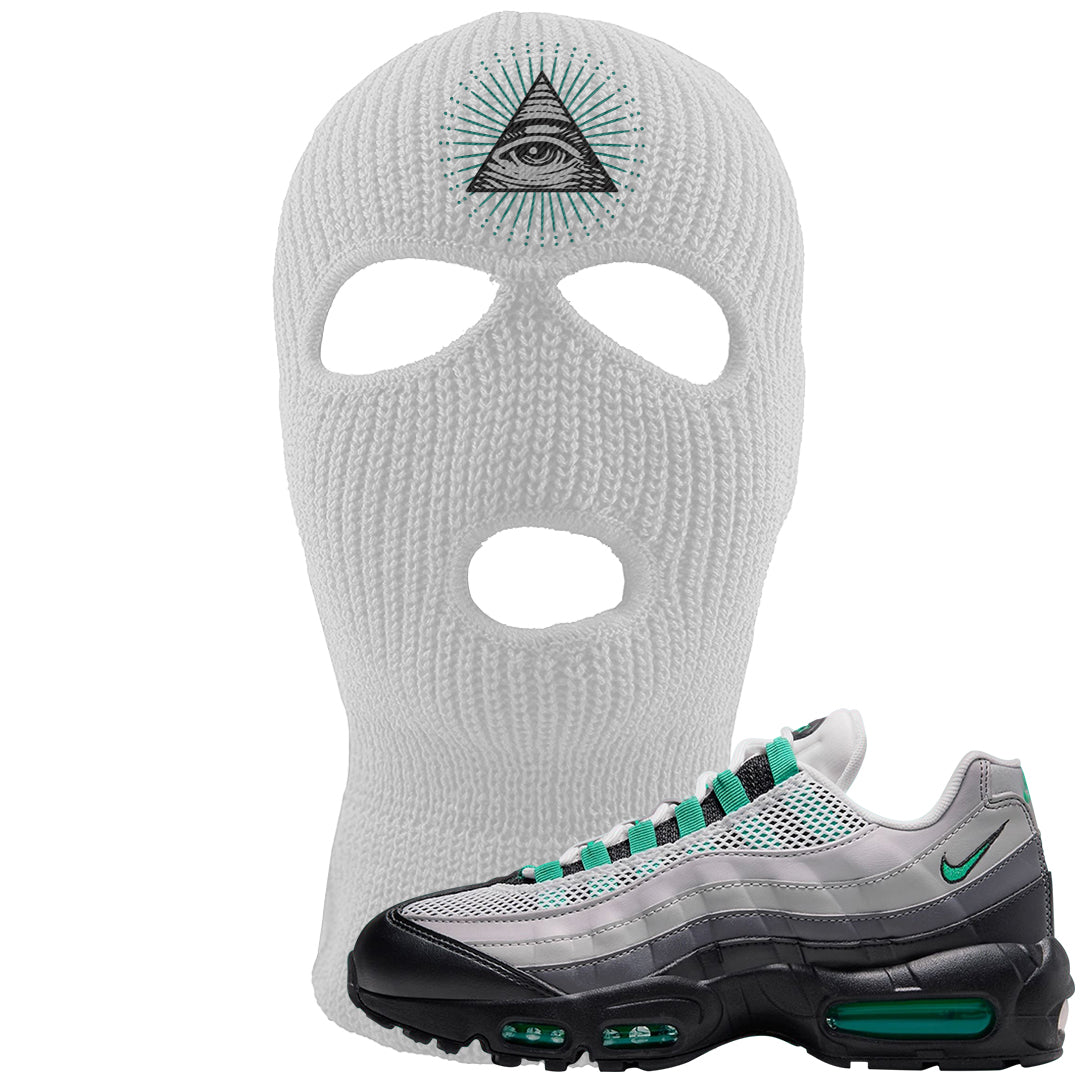 Stadium Green 95s Ski Mask | All Seeing Eye, White