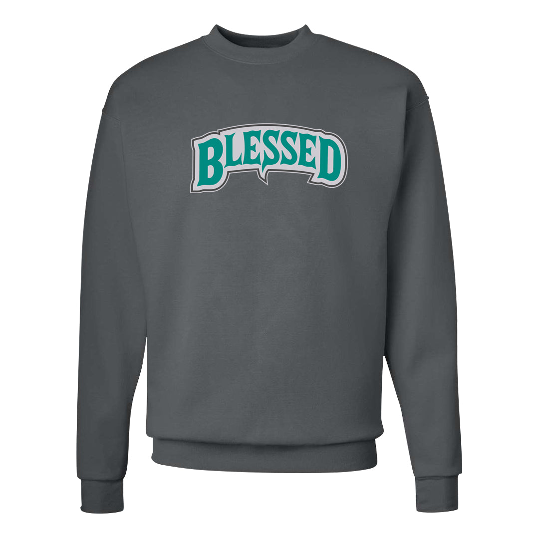 Stadium Green 95s Crewneck Sweatshirt | Blessed Arch, Smoke Grey