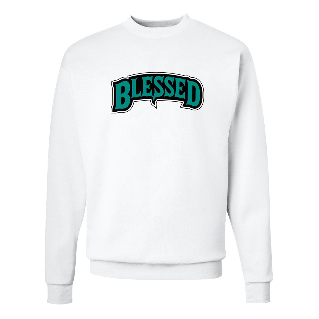 Stadium Green 95s Crewneck Sweatshirt | Blessed Arch, White