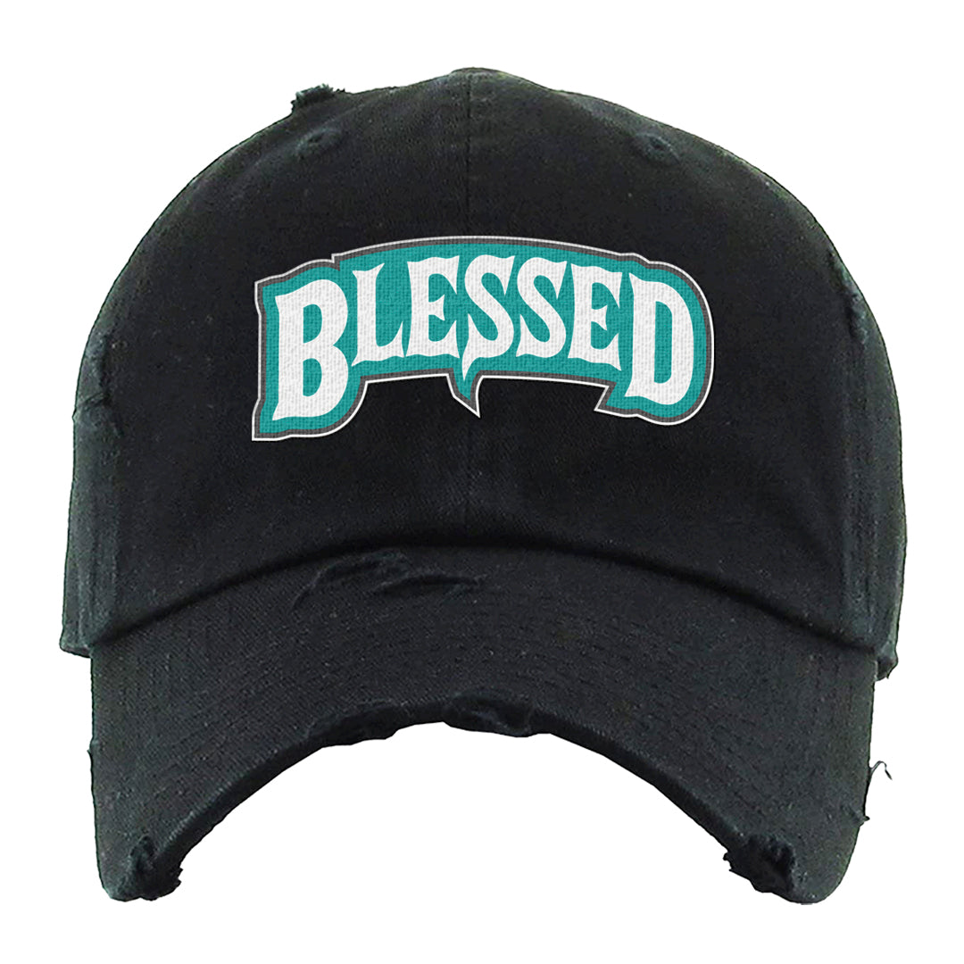 Stadium Green 95s Distressed Dad Hat | Blessed Arch, Black