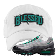 Stadium Green 95s Distressed Dad Hat | Blessed Arch, White