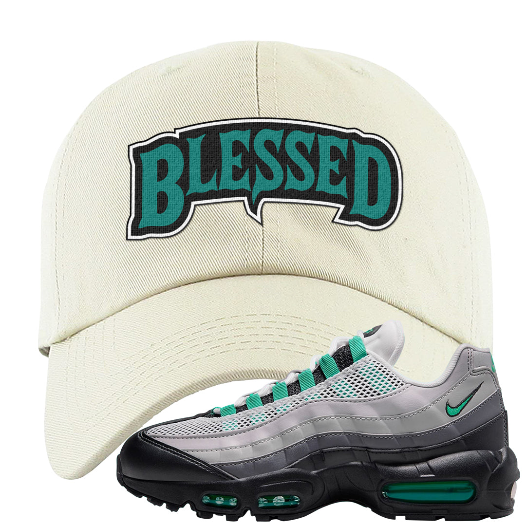 Stadium Green 95s Dad Hat | Blessed Arch, White