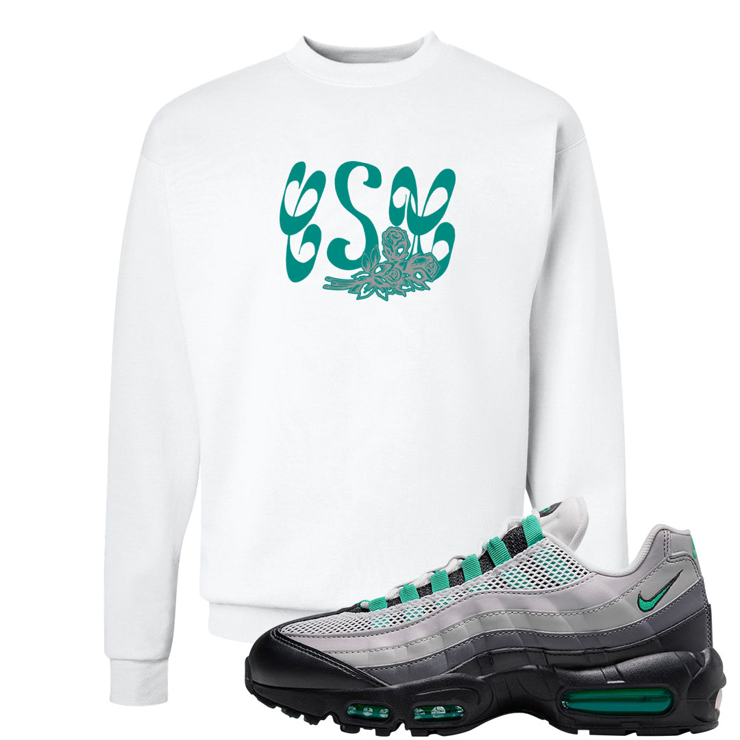 Stadium Green 95s Crewneck Sweatshirt | Certified Sneakerhead, White