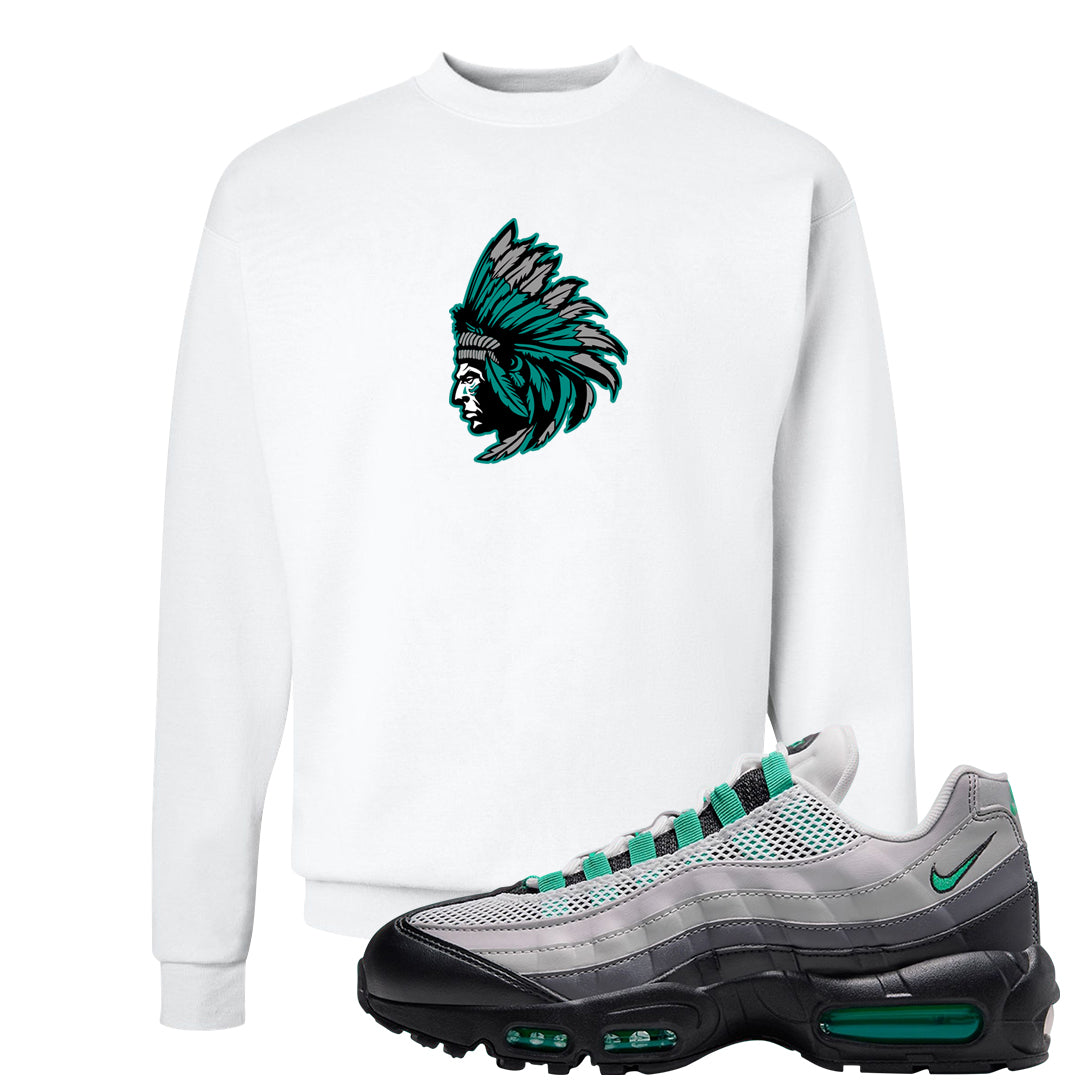 Stadium Green 95s Crewneck Sweatshirt | Indian Chief, White