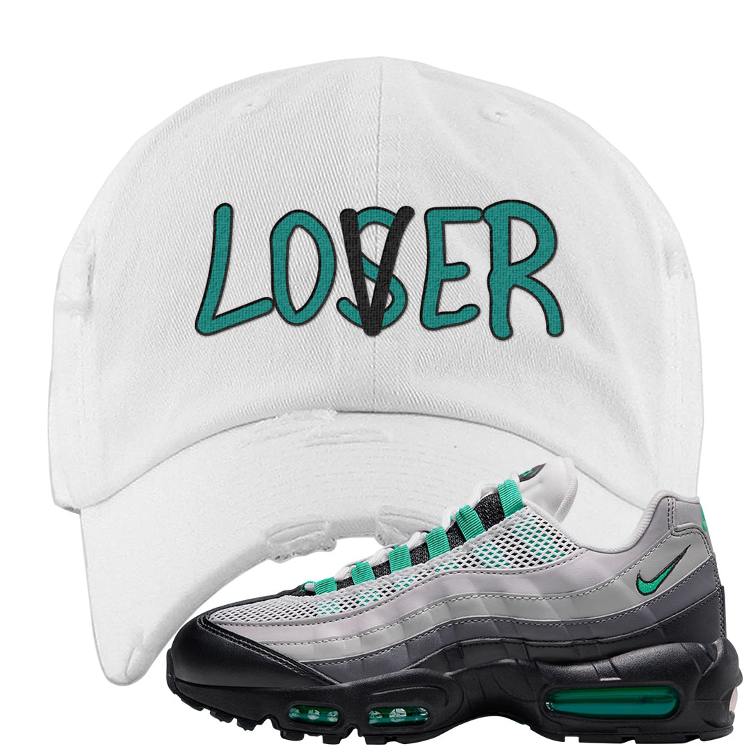 Stadium Green 95s Distressed Dad Hat | Lover, White