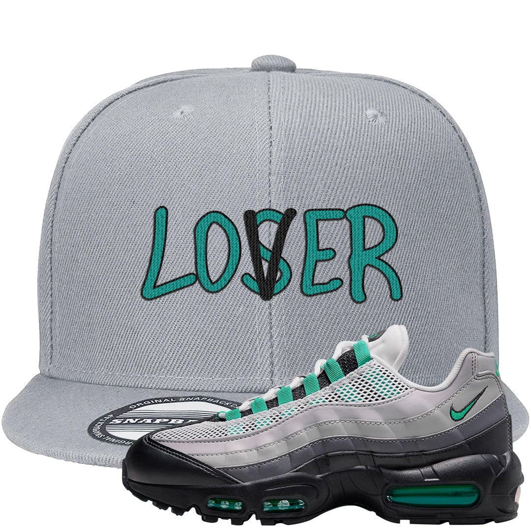Stadium Green 95s Snapback Hat | Lover, Light Gray